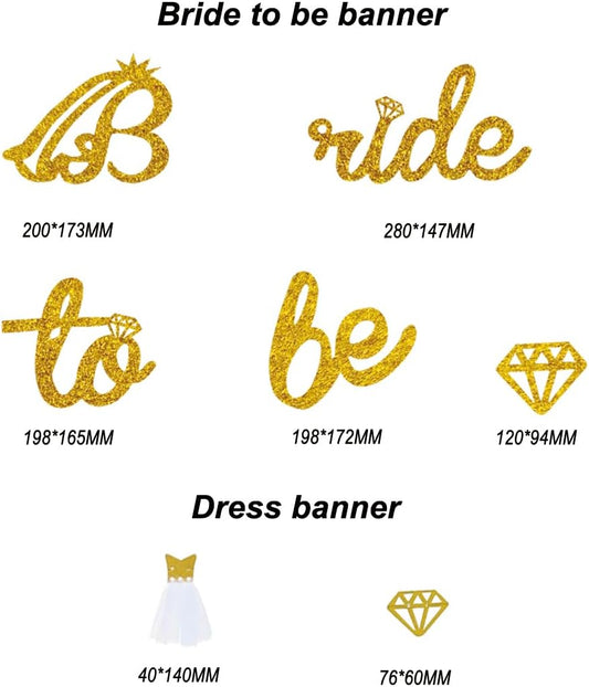 Bride To Be Banner Gold Glitter Wedding dress Banner for Bachelorette Party Decoration Engagement Bridal Shower Supplies