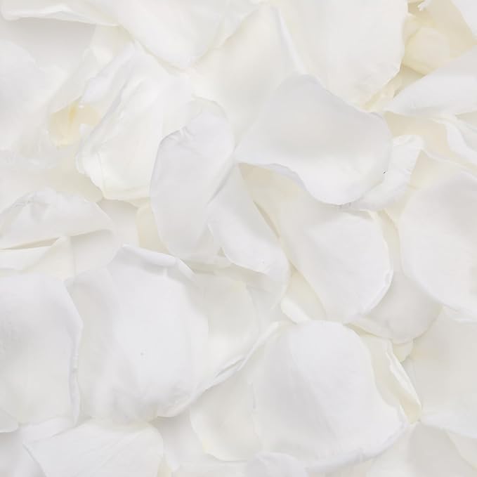 Dried Real Rose Petals, Natural Preserved Dry Flower Petals for Wedding Party Dinner Table Decor, Romantic Night for Her Set, Engagement, Bridal Shower, Valentine's Day, Confetti (1.4oz, White)