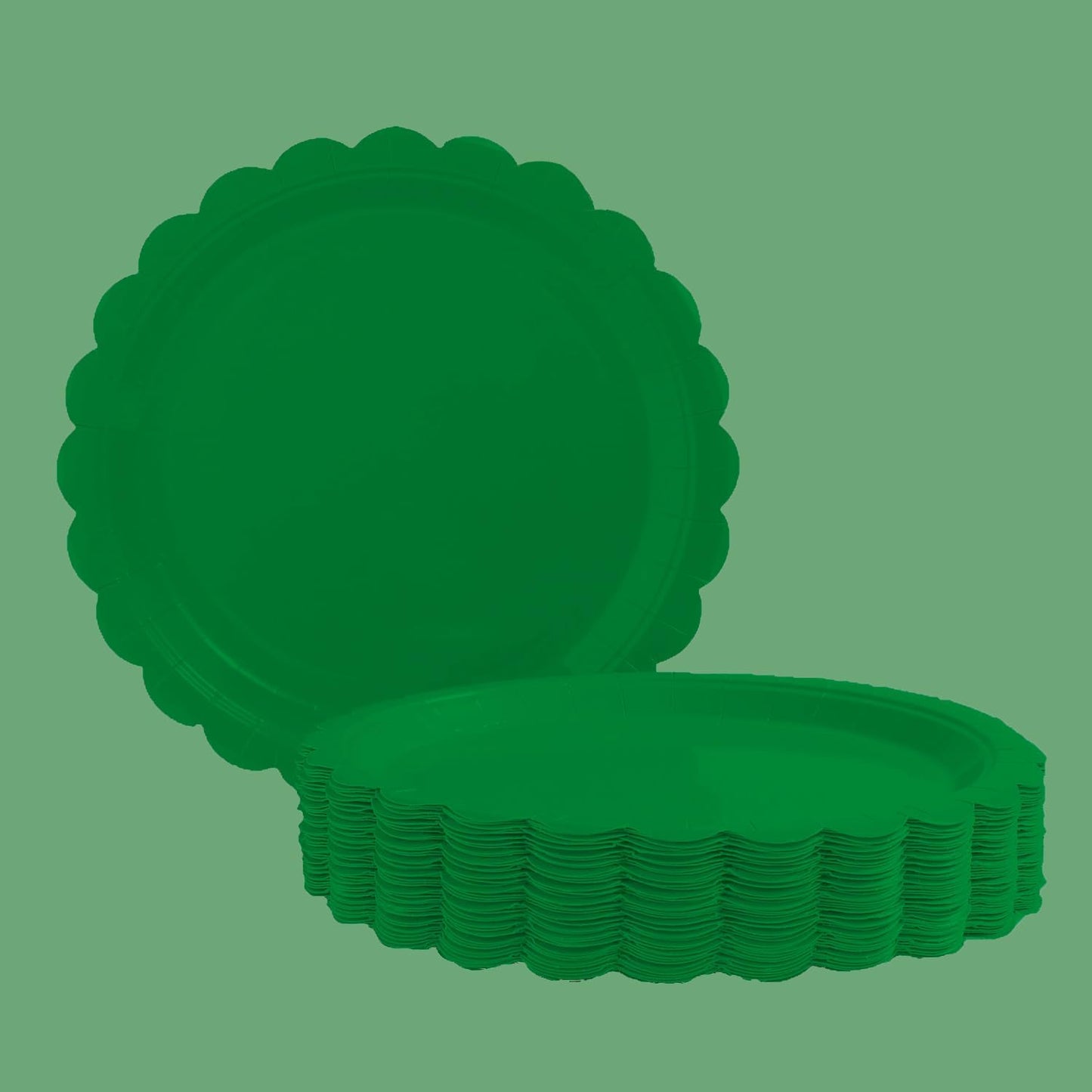 BEFORYOU 50PCS Scalloped Disposable Paper Plates Dessert Cake Party Plates for Baby Shower, Wedding,Bridal Shower Birthday Party Supplies (Green, 9IN)