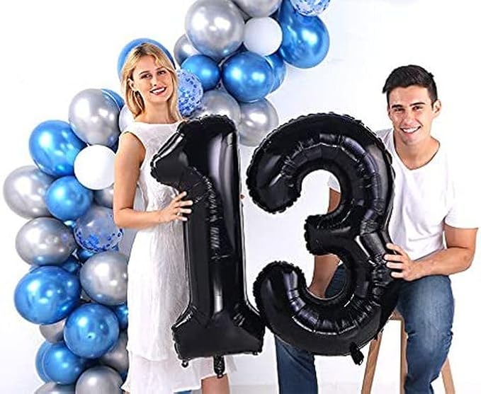 Black Number 8 Balloon 40 Inch, 8th Birthday Party Decorations for Children, Giant 8 Foil Balloon for Party Supplies