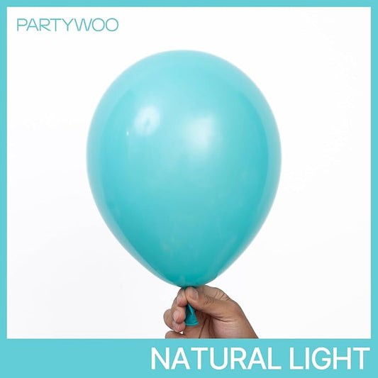 PartyWoo Teal Balloons 140pcs Different Sizes Pack of 18 12 10 5 Inch Turquoise Dark Teal Balloon Arch Kit for Baby Shower Gender Reveal Graduation Mermaid Birthday Pool Party Decorations Blue-Y69