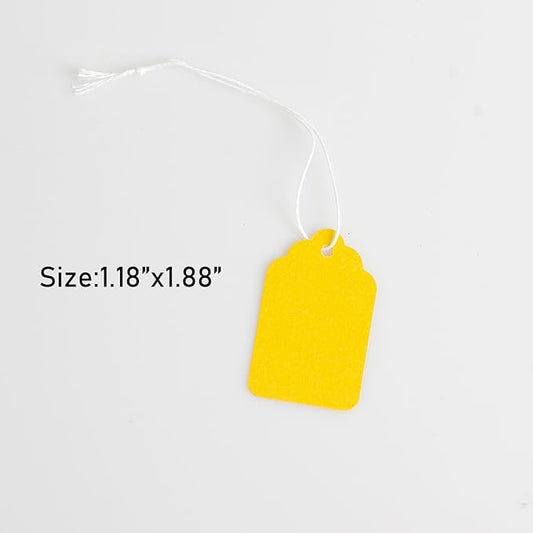 500pcs Marking Tags with String Attached, Paper Hangtags for Arts & Crafts DIY Gift Decorations Product Jewelry Clothing (1.88"x1.18", Yellow)