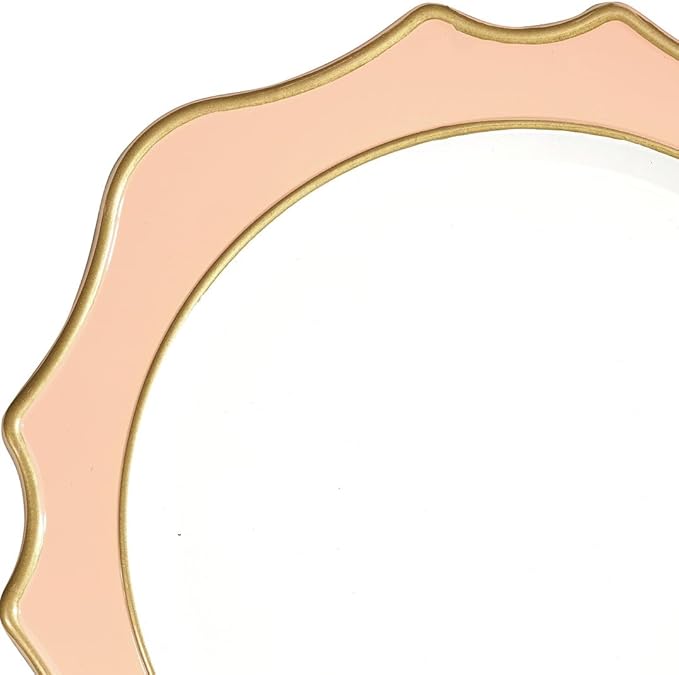 " OCCASIONS " 20 Pieces Round 13'' ACRYLIC MELAMINE Reusable Wedding Charger Plate (Scalloped Pink Blush and Gold)