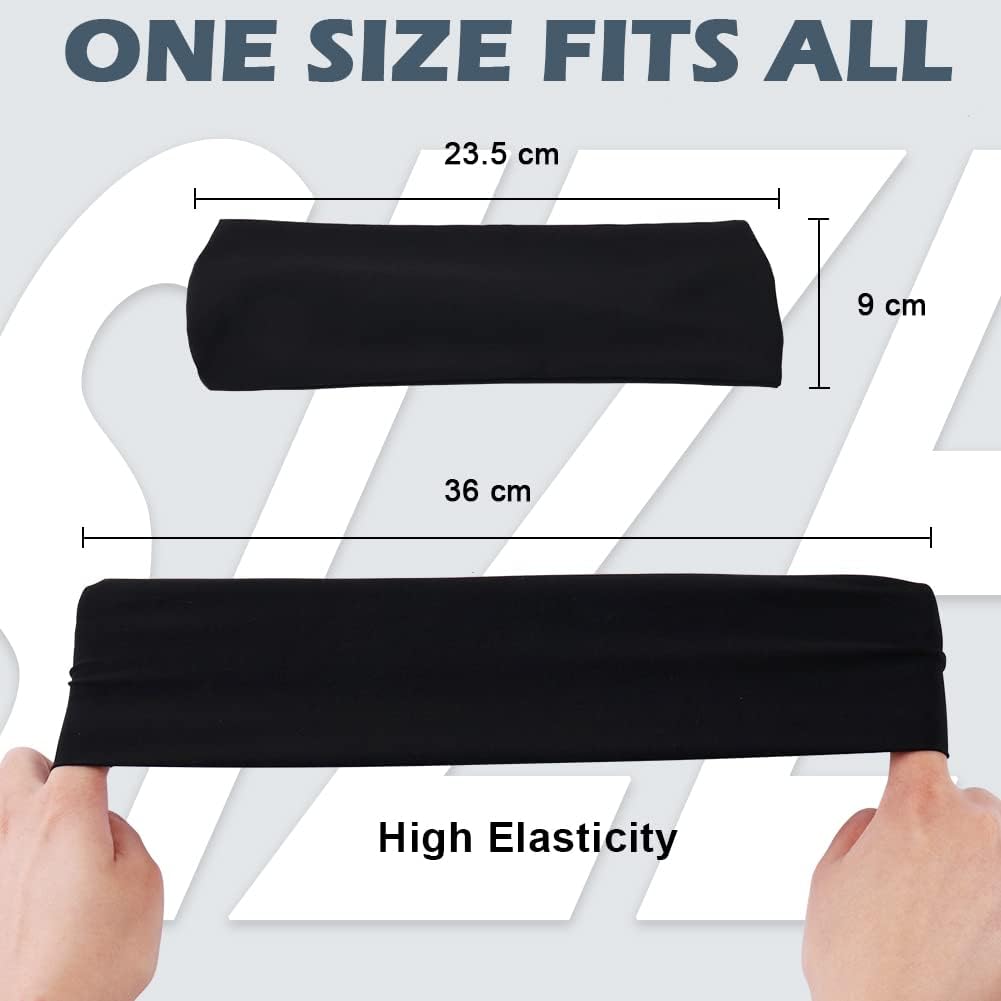 Beister Sports Headbands for Men & Women (5 Pack), Moisture Wicking Sweatbands, Elastic Non Slip Sweat Bands, Athletic Workout Fashion Wide Hair Bands for Running, Cycling, Basketball, Yoga