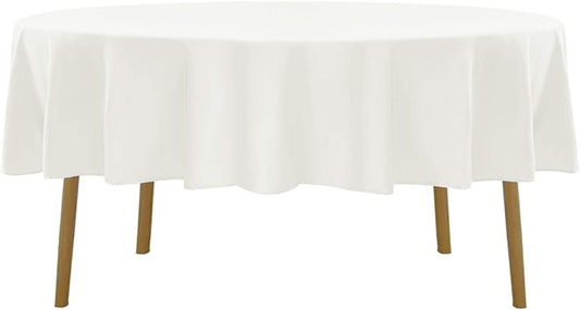 120 inch Round Tablecloth Washable Polyester Table Cloth Decorative Table Cover for Wedding Party Dining Banquet(12 Pack 120 inch,Ivory)