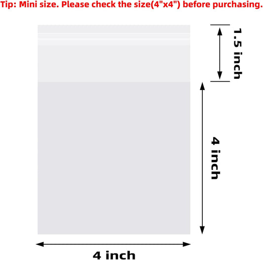 Morepack Cookie Bags for Gift Giving,Self Sealing Cellophane Bags 4x4 Inches,Clear Resealable Cellophane Bags Self Adhesive Individual Cookie Bags for Packaging 200Pieces (Mini Size)