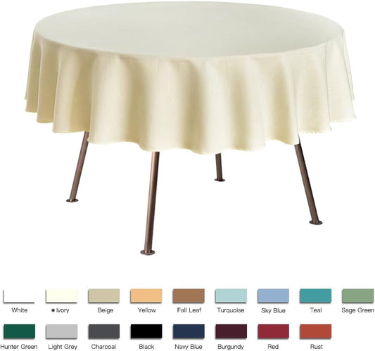 maxmill Round Jacquard Tablecloths Swirl Pattern Spillproof Wrinkle Free Heavy Weight Soft Table Cloth for Circular Table Cover of Buffet Banquet Parties Holiday Dinner Round 90 Inch Ivory