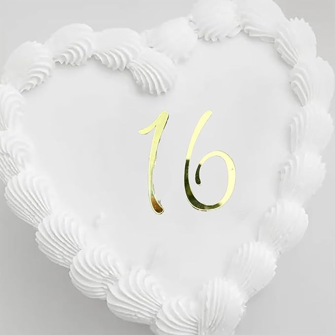 Acrylic Number 16 Cake Topper,16th Birthday Party Decoration,Shiny Gold Birthday Decor for Boys and Girls,Wedding Anniversary Party,Photo Booth Decorations