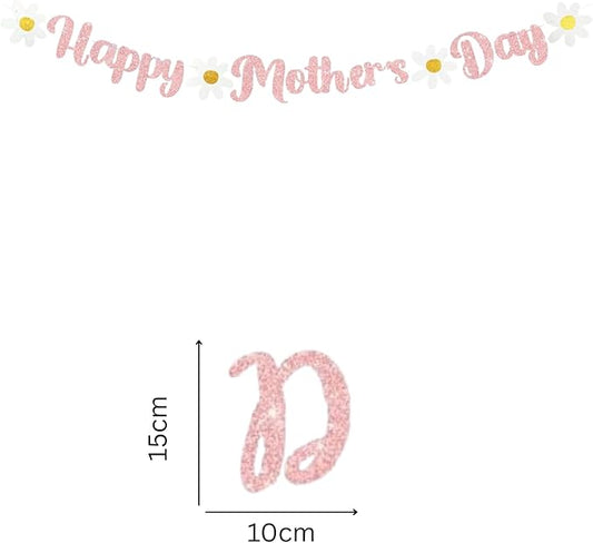 Happy Mother's Day Banner Set Decoration for Mother's Day Party Decorations Backdrop Garland for Mom Glitter Garland Photo Props (Rose Gold)