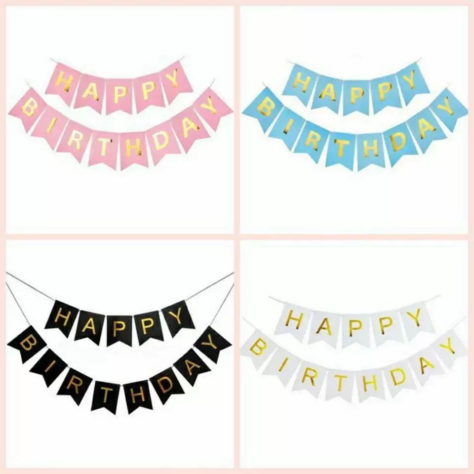 Black Happy Birthday Banner - Large Gold Lettered Decor for Birthday Party, Reusable Black & Gold Party Supplies for Boys, Girls, Men, Women