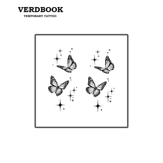 Waterproof Temporary Tattoos: 2-Sheet Tattoo Kit with Realistic Body Stickers, Semi-Permanent Tattoos for Adults Lasting 7-15 Days – Safe for Men & Women, Butterfly Style