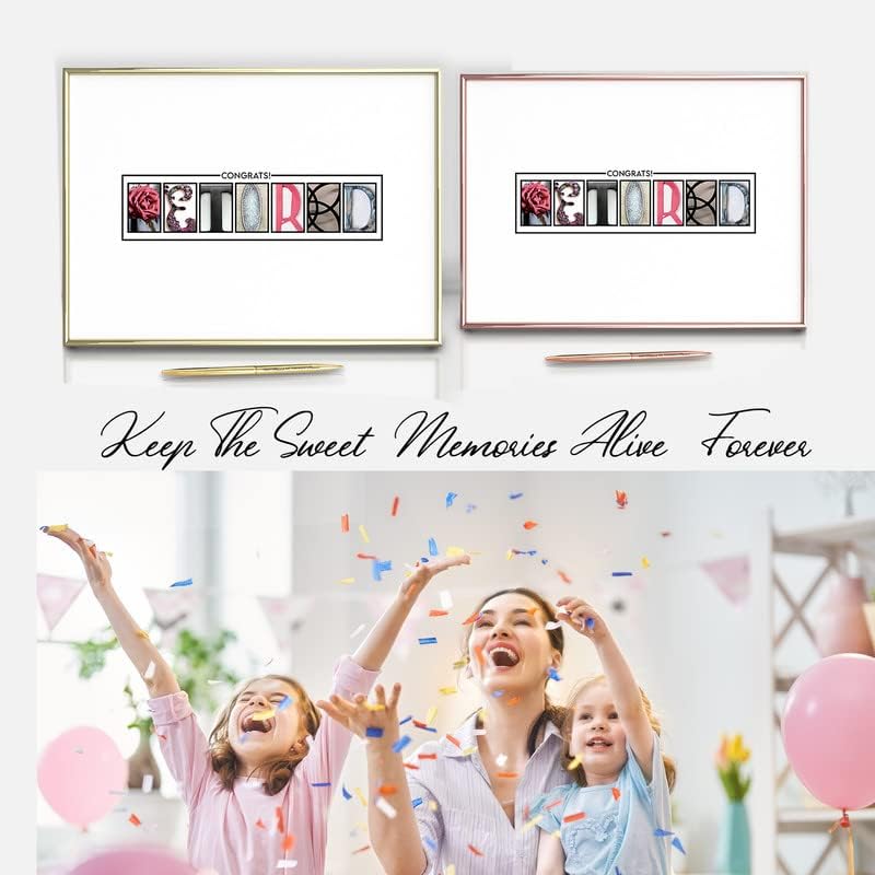 Framed Gold Retirement Decorations Guest Book for Womens - 12"x16" Retirement Poster for Women including Gold Pen & Acrylic Glass - Unique Retirement Party Decor & Gift for Women