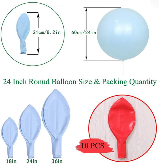 IN-JOOYAA 24 Inch Balloons 10 Pack Green and Red Thick Large Balloons for Wedding Baby Shower Birthday Party Decorations