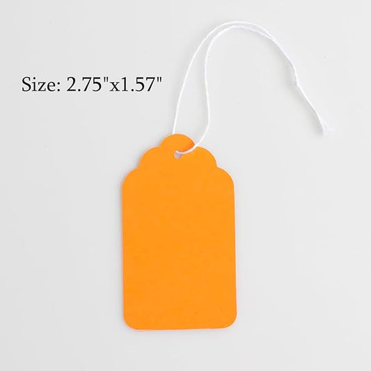 Merchandise Tags with String Attached, Price Tags - 3x4.8cm, Pack of 500, Orange