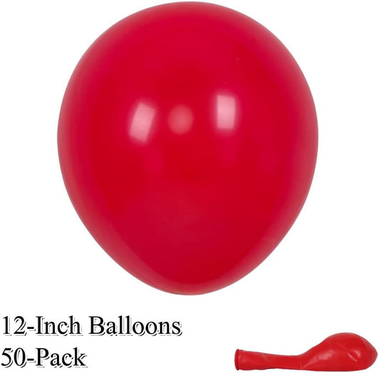 50 Pack 12 Inch Red Latex Balloons for Party Decorations, Thick Premium Balloons for Birthday, Valentine’s, Proposal, Holiday, Photo Backdrop, Arch & Garland, Air or Helium
