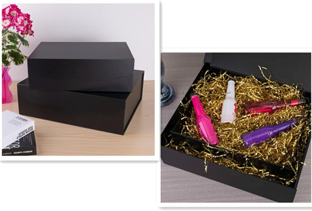 Black Extra Large Gift Box with Lid 4 Pcs 16.5 x 13 x 5.3 Inches, Gift Box large Black Gift Boxes for Presents Clothes Robe Wedding Dress Sweater,Reusable Foldable Bridesmaid Proposal Box(Matte)