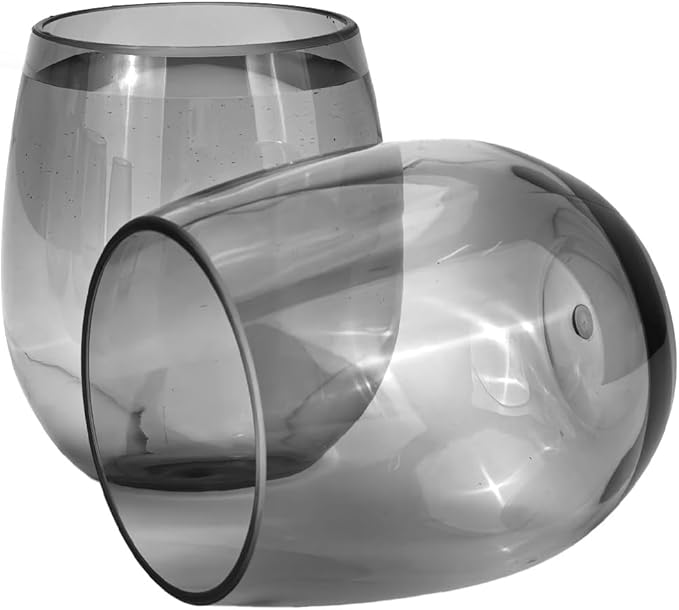 Set of 6 Acrylic Wine Glasses, 20-ounce Plastic Tumbler for Home Party Use,BPA Free,Dishwasher Safe (Grey)