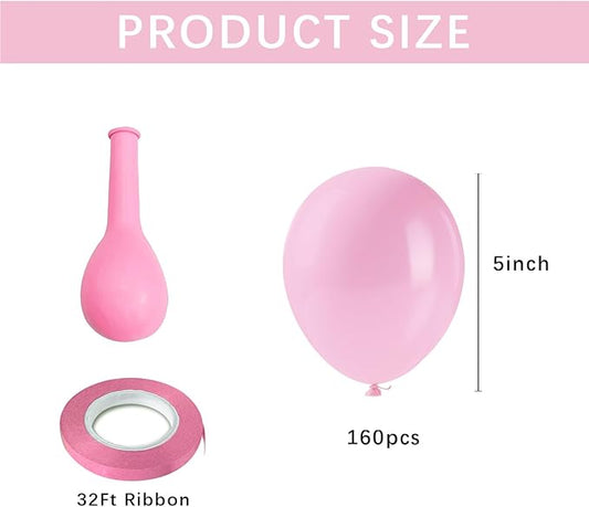 160Pcs Pastel Pink Balloons 5 inch Small Baby Pink Latex Ballons Round Baloon Light Pink Princess Party Decorations Baby Shower Baloons Gender Reveal Balloons Valentine's Day Decor