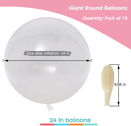 IN-JOOYAA 15Pcs 24 Inch Balloons Clear Giant Round Balloons Large Balloon For Wedding Baby Shower Birthday Party Decorations