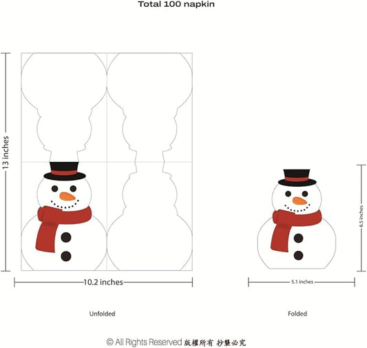 Cheerland 100pcs Snowman Napkins Winter Wonderland Party Napkins Xmas Disposable Snowman Tableware for Kids Birthday First Bday Baby Shower Christmas Holiday Table Decorations Supplies