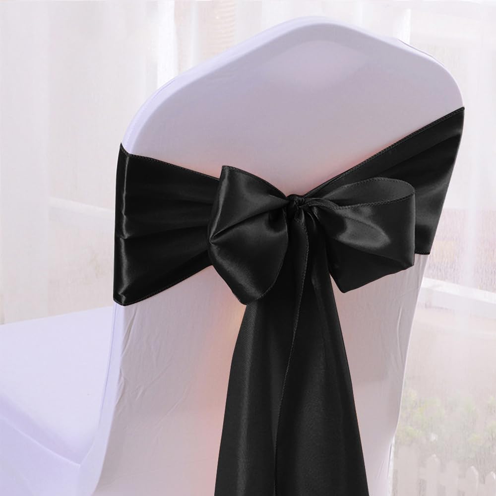 12 Pack Satin Table Runner 12 x 108 Inch Long Satin Table Runners for Wedding Banquet Graduations Birthday Party Decoration (Black)