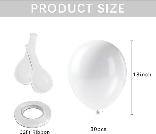 18 Inch White Balloons - 30Pcs Pearl Party Balloons for Balloon Arch, globos de cumpleaños,4th of July Decorations, Birthday Party Decorations, Engagement Decor, Gender Reveal Ideas
