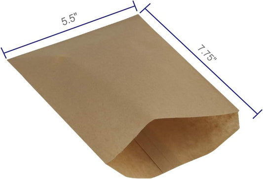 BagDream 5.5x7.75 Inches Kraft Paper Bags Pack of 100 Flat Greaseproof Brown Paper Bags Greaseproof Envelopes for Snack, Cookie,Popcorn, Candy, Party Favor