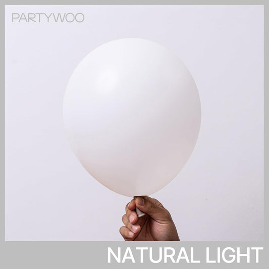 PartyWoo White Balloons 100 pcs Different Sizes Pack of 18 12 10 5 Inch Matte White Latex Balloon Arch Kit Garland for Wedding Bridal Graduation Baby Shower Birthday Party Decorations White-Y13