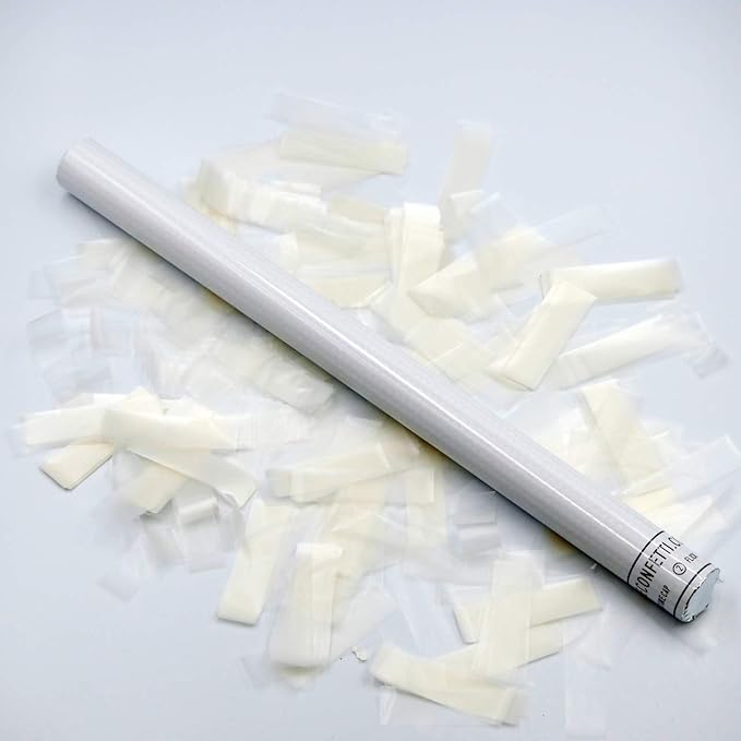 Ultimate Confetti - 8 Pack White Dissolving Rice Paper Confetti Wands - Handheld 14" Water Soluble Confetti Flick Flutter Sticks For Wedding, Parties & Live Events - 2 Handfuls, 1.5 oz Each Stick