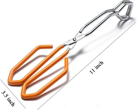 11 Inch Hiash Orange Stainless Steel Scissor Tongs, Kitchen Tongs for Cooking