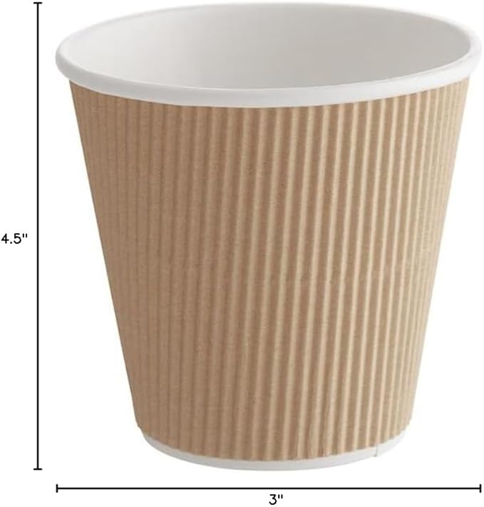 Ripple Paper Cups 8 oz 500 Pack for Coffee & Tea | Bulk 500 Count for Home, Office, Restaurants & Coffee Shops | Recyclable, Insulated, & Disposable 8 Ounce To-Go Cups for Hot Beverages