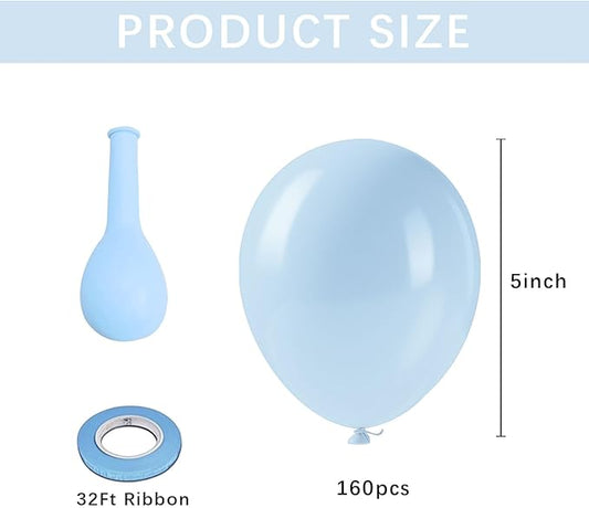 160Pcs Baby Blue Balloons 5 Inch Small Pastel Light Blue Latex Ballons, globos azules, Under the Sea Baloons, Baby Shower Decorations, Gender Reveal Decorations, Sky Birthday Party Balloons