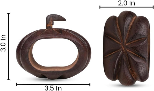 Lightnpro 6 Pack Wooden Pumpkin Design Napkin Rings for Fall and Halloween Table Decor, Rustic Pumpkin-Shaped, Perfect for Thanksgiving and Autumn Celebrations - Natural Burnt