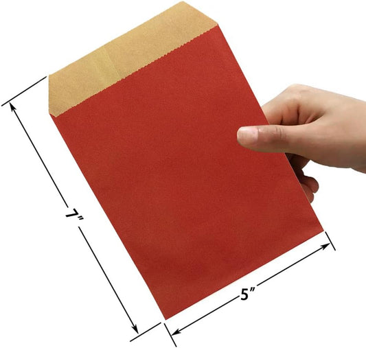 AZOWA Red Candy Buffet Bags 5 x 7 In Small Paper Treat Bags 100 Pieces