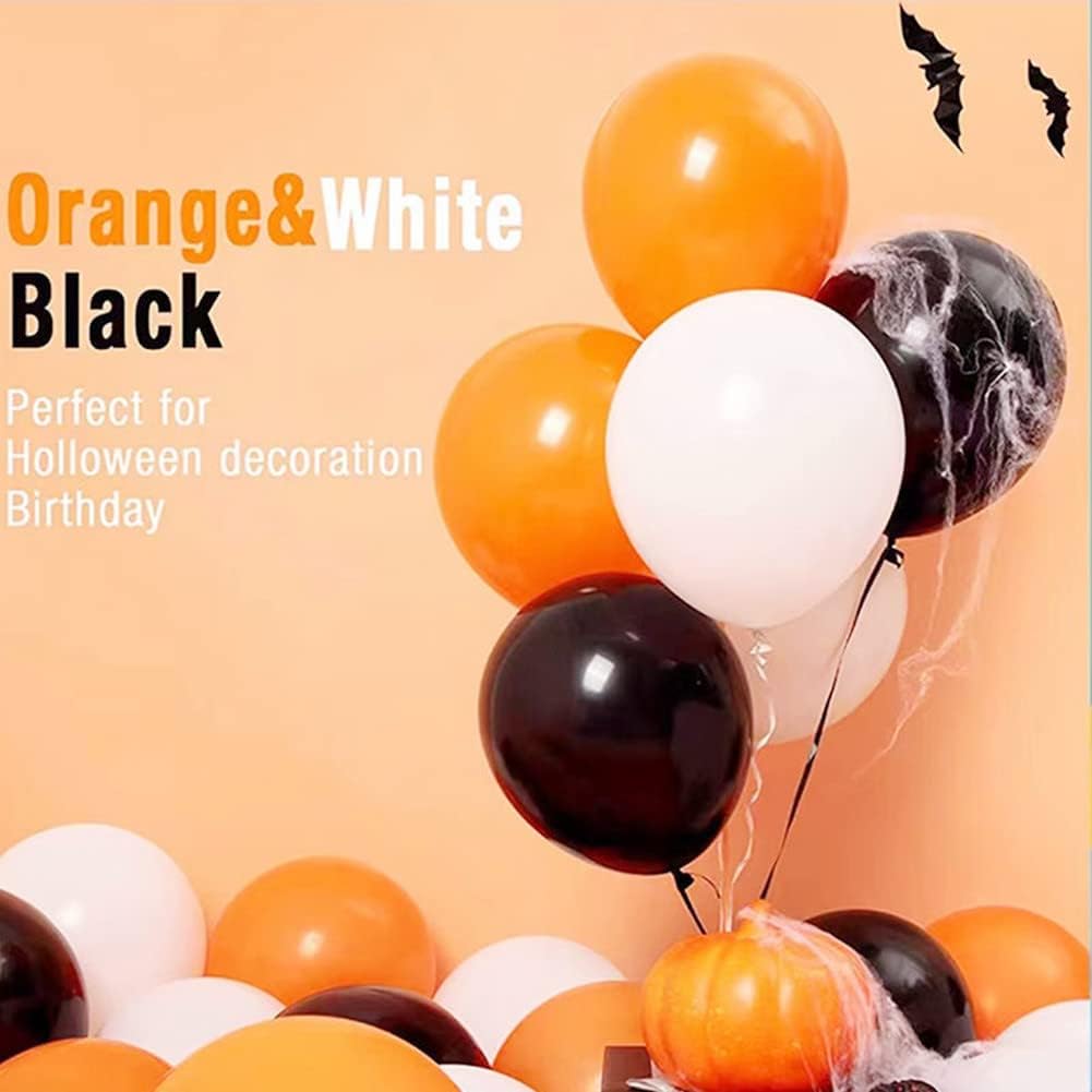 Mini Halloween Balloons 300 Pack – 5 Inch Orange Black & White Small Latex Balloons for Halloween Party Balloon Arch & Garland
