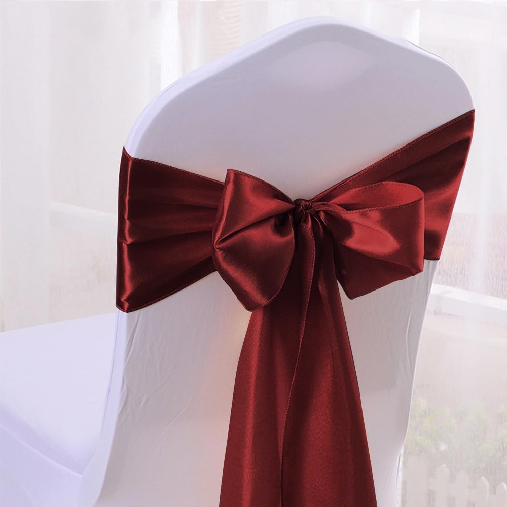 12 Pack Satin Table Runner 12 x 108 Inch Long Satin Table Runners for Wedding Banquet Graduations Birthday Party Decoration (Wine Red)
