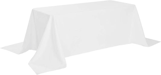 Rectangle Tablecloth 90x132 inch Washable Polyester Fabric Table Cloth for Wedding Party Dining Banquet Decoration(90x132, White)