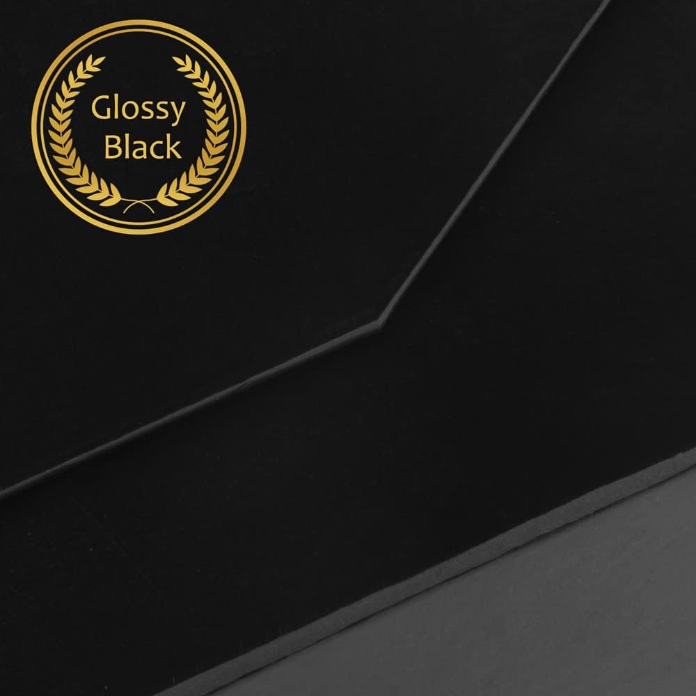 5 Pack Black Gift Boxes with Lids Small 12 x 8 x 2.7 Inches Clothes Gift Boxes for Presents Shirt Gift Boxes with Ribbon Magnetic Gift Boxes Bulk Cute Box for Packaging (Glossy Surface)
