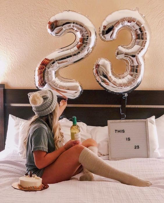 Silver Number 16 Balloon 40 inch, 16 Number Balloons, 16th Silver Birthday Decorations for Girls Boys Kids, 16 Year Old Silver Party Supplies