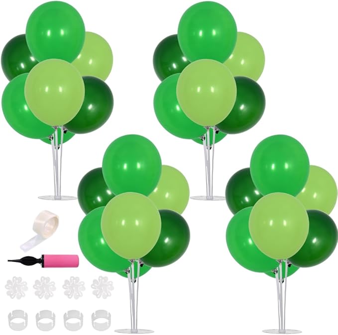 TONIFUL 4 Green Balloon Centerpiece for Table,Balloons Stand Kit for Forest Wild Theme Party,Baby shower,Birthday Decorations,St. Patrick's Day,Christmas,Easter Party Supplies