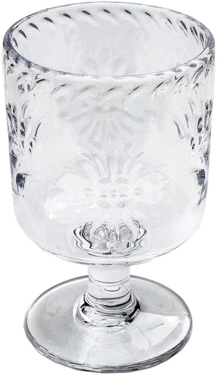 Talavera Premium Acrylic Drinkware Indoor/Outdoor Goblet, Clear, 13oz, Set of 6