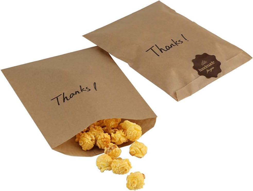 BagDream 5.5x7.75 Inches Kraft Paper Bags Pack of 100 Flat Greaseproof Brown Paper Bags Greaseproof Envelopes for Snack, Cookie,Popcorn, Candy, Party Favor