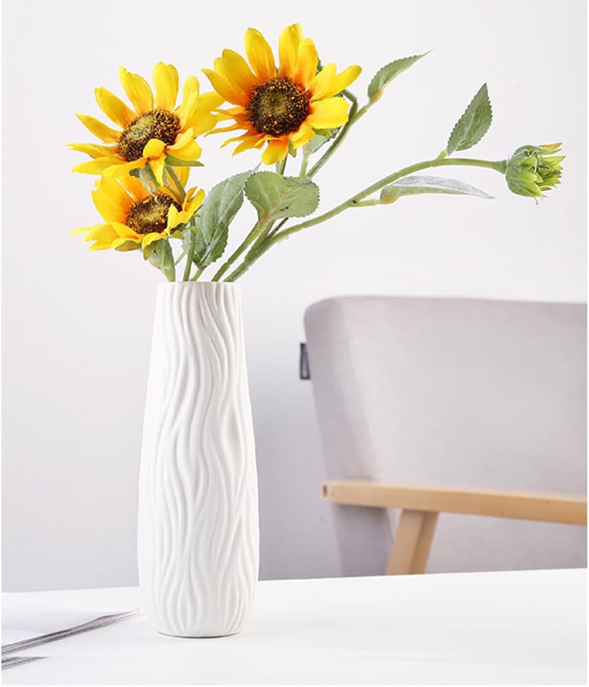Ceramic Vase, 8" H, Artistic Flower Vase Classic Style for Fireplace Bedroom Kitchen Living Room Centerpieces Office Desk, Fit for Holding Dried Flowers, Artificial Flowers, Floral Arrangement