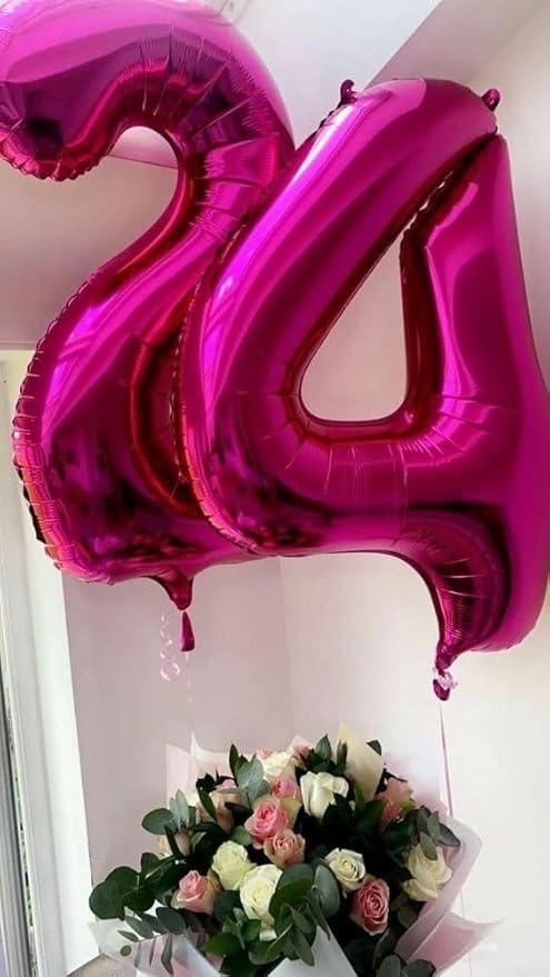40 Inch Large Numbers Balloon, 4 Hot Pink Ballon for 4th 14 40 44 Birthday Party, Balloon 4 Number for Graduations Wedding Supplies