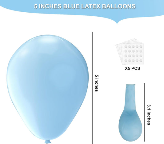 Blue Latex Balloons, 150pcs 5 inches Round Helium Light Blue Balloons for Birthday Baby Shower Wedding Birthday Party Decorations