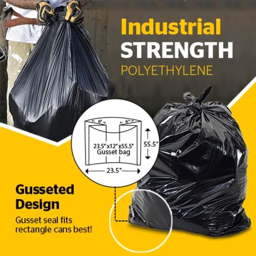 Aluf Plastics Heavy Duty 55 Gallon Trash Bags 1.5 MIL equivalent Industrial Strength Plastic 35" x 55" for 50-55 Gal Cans -Fits Toter,Carlislie Bronco (1 Pallet of 140 Cases, 7000 Count Total)