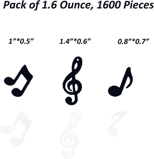 Confetti Musical Notes Sequins Table Musical Clef Cutout Metallic Foil Sprinkles or DIY Music Party Birthday Wedding Engagement Baby Shower Party Decoration Supplies (3 style Black White)