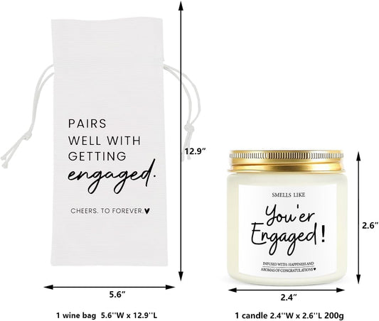 Engagement Gifts for Couples Her Engagement Party Decorations Gift for Couple Wine Bag Scented Candles Set Pairs Well with Getting Engaged Gifts To Forever White Wine Bottle Bag