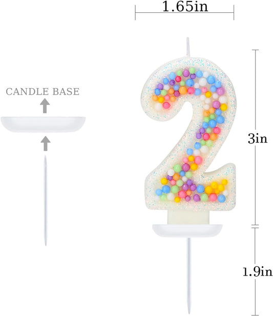 Birthday Candles - Number 2 Candle, Colorful Macaron Candles, Birthday Candles for Boys/Girls, Cake Decorations, Theme Party Supplies