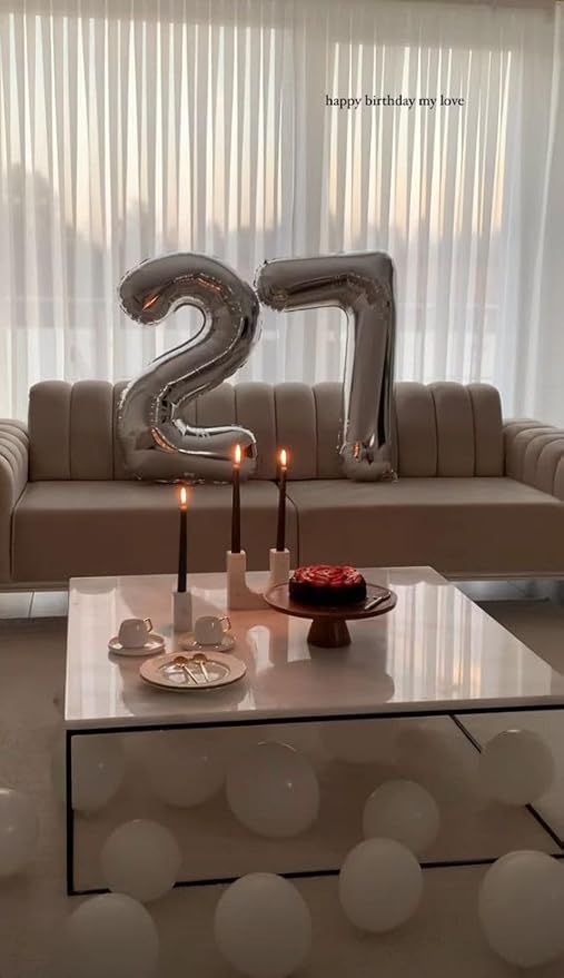 Silver 2 Balloon, Number Balloons 40 Inch, 2nd Balloon Number Birthday Decorations, Two Second Birthday Party Supplies, Number 2 Balloon